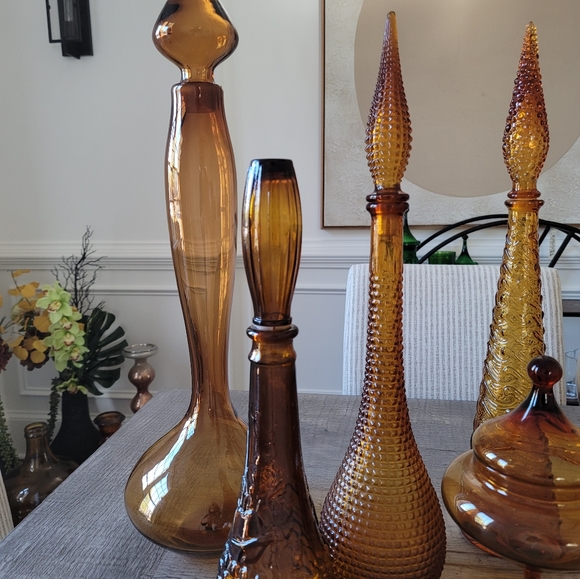 DABS PORTUGAL genie decanter bottle deep amber Harvest 17in - Picture 5 of 8